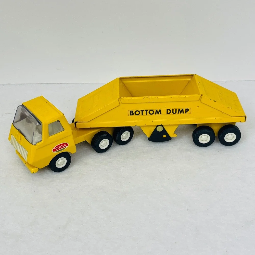 Vintage Tonka Bottom Dump Truck Yellow Pressed Steel Toy Construction Vehicle